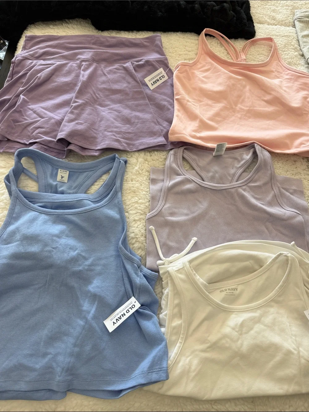 Old Navy Girls Pastel Tank Tops and Light Gray Joggers Set. All for 1 price